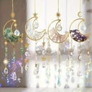 SoLuna - Crystal 1/4 peças de cristal em formato de lua, pingente para carro, decoração de parede mágica com arco-íris, pingente de cristal de fantasia, arco-íris