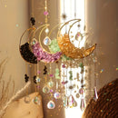 SoLuna - Crystal 1/4 peças de cristal em formato de lua, pingente para carro, decoração de parede mágica com arco-íris, pingente de cristal de fantasia, arco-íris